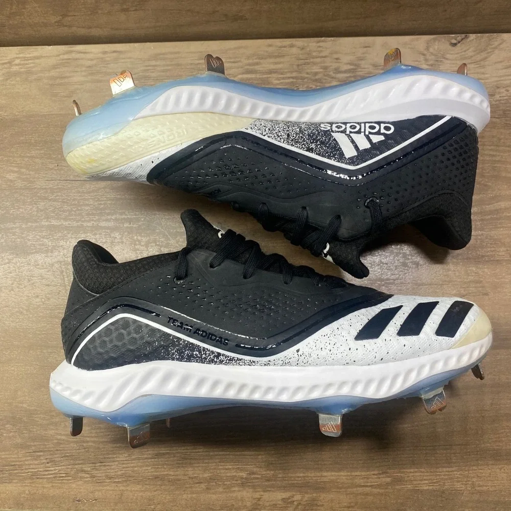 Adidas Icon Bounce Baseball Metal Cleat Womens 9 Black White G28305‎ Spikes